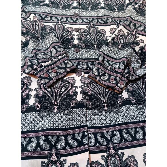 VINTAGE Gorgeous Tunic Top Long Blouse Shirt Size 18 Pale Pink Green Low Wrinkle - Picture 6 of 9